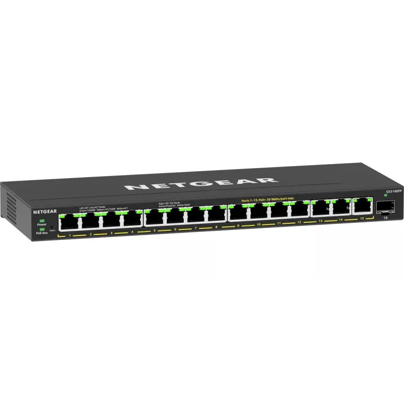 Managed switch NETGEAR GS316EPP 16-poorts PoE+ Gigabit Ethernet