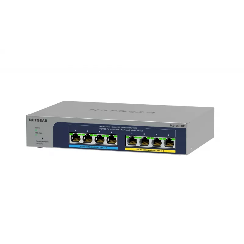 NETGEAR 8-poorts Ultra60 PoE++ Multi-Gigabit (2,5G) Ethernet Plus switch managed L2/L3 2.5G Ethernet (100/1000/2500) Power over Ethernet (PoE) grijs