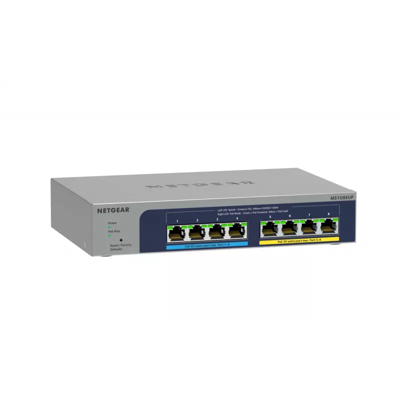 NETGEAR 8-poorts Ultra60 PoE++ Multi-Gigabit (2,5G) Ethernet Plus switch managed L2/L3 2.5G Ethernet (100/1000/2500) Power over Ethernet (PoE) grijs
