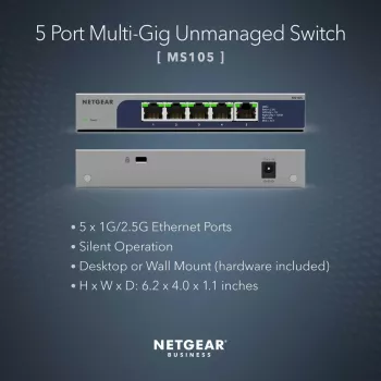 NETGEAR MS105-100EUS netwerk-switch unmanaged 2.5G Ethernet (100/1000/2500) Power over Ethernet (PoE) 1U