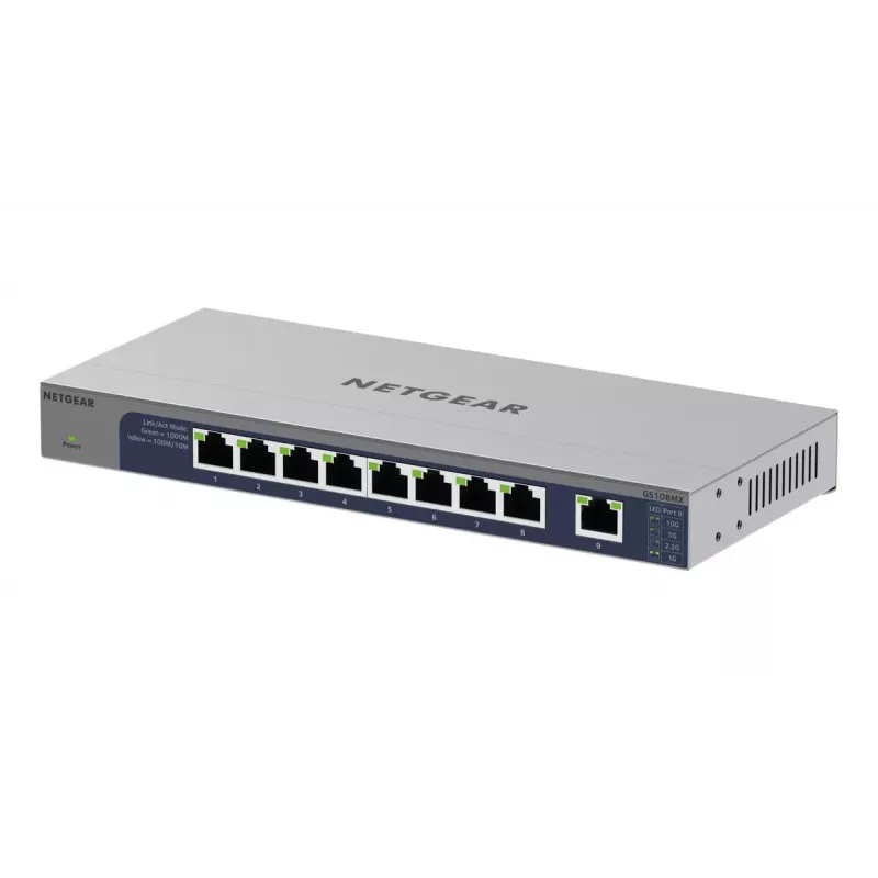 NETGEAR GS108MX-100EUS netwerkswitch Unmanaged L2 Gigabit Ethernet (10/100/1000) desktop-/wandmontage