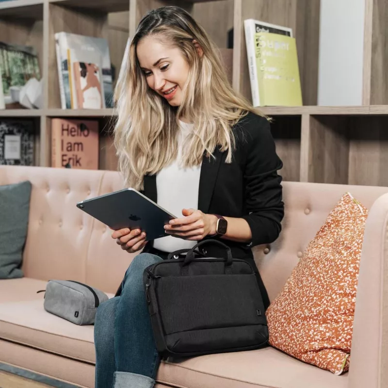 DICOTA slim Eco Motion - 14-15,6 inch notebooktas - zwart / 600d Rpe polyester
