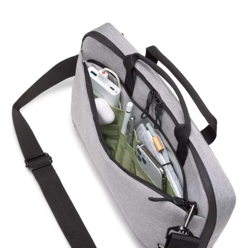 DICOTA slim Eco Motion - 14-15.6in notebooktas - lichtgrijs / 600d Rpe polyester
