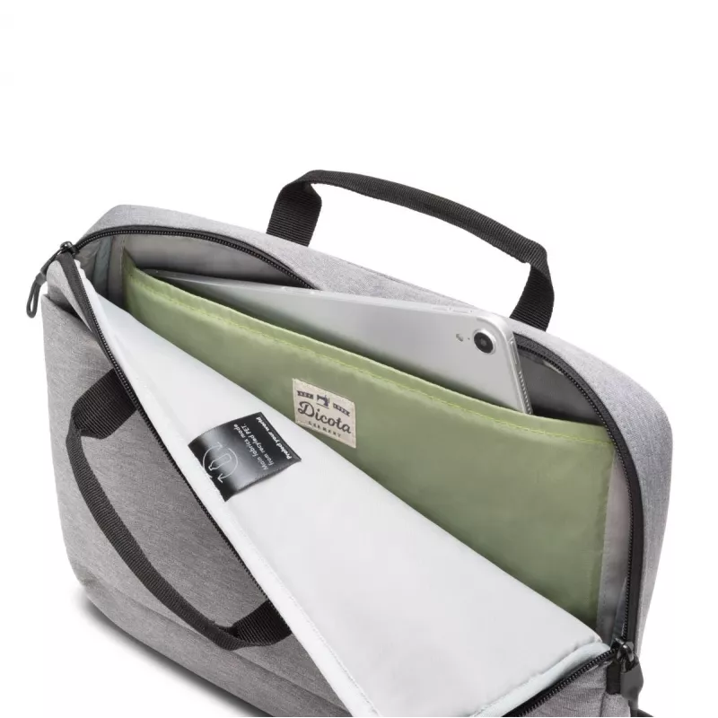 DICOTA slim Eco Motion - 14-15.6in notebooktas - lichtgrijs / 600d Rpe polyester