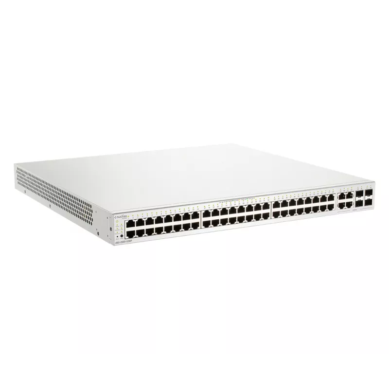 D-Link 52-poorts Gigabit PoE+ Nuclias Smart Managed switch met 4x 1G combo-poorten, 370W