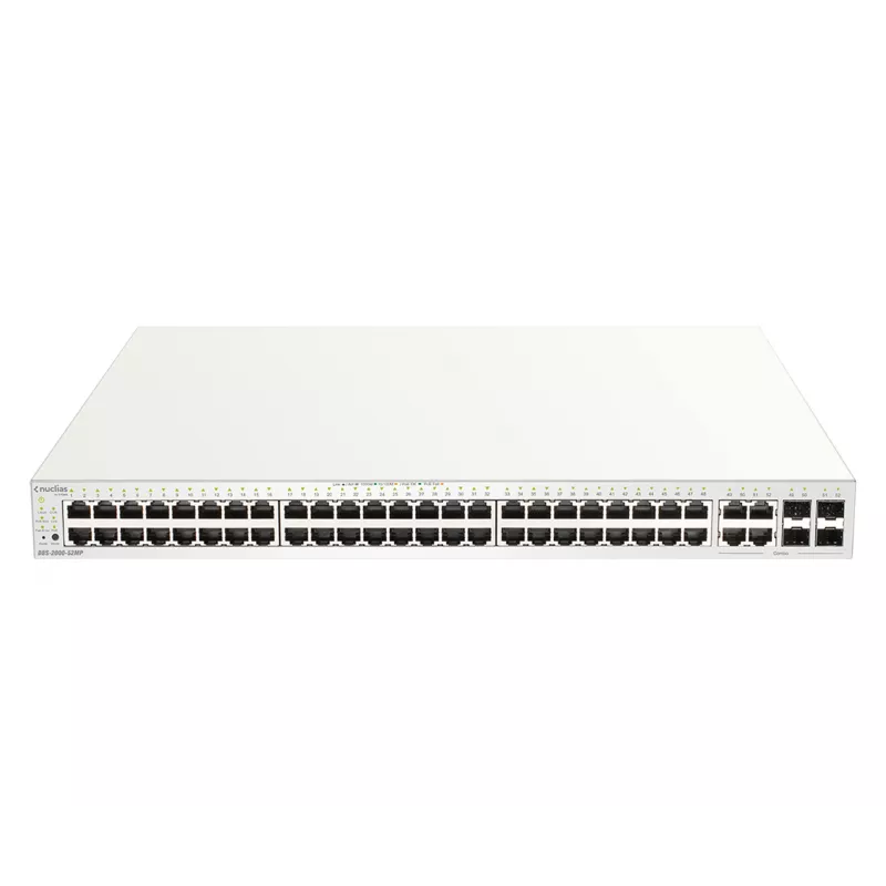 D-Link 52-poorts Gigabit PoE+ Nuclias Smart Managed switch met 4x 1G combo-poorten, 370W