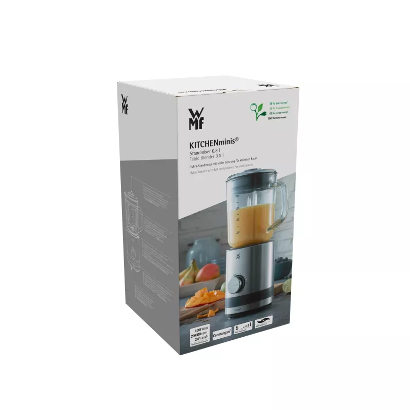 WMF KITCHENminis 0416490011 0,8 L tafelblender 400 W zwart, roestvrij staal, transparant