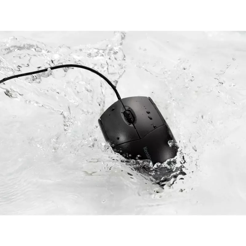 Kensington Pro Fit bedrade, wasbare muis, dubbelhandig, optisch, USB, 1600 DPI, zwart