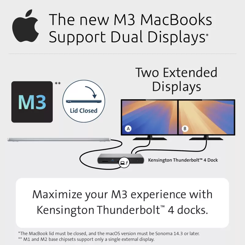 Kensington SD5760T Thunderbolt 4 Dual 4K dockingstation met 96W stroomvoorziening