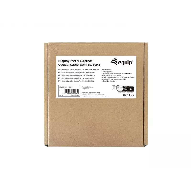 Equip DisplayPort 1.4 actieve optische kabel, 30 m, 8K/60Hz