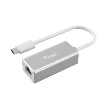 Equip USB Type-C naar RJ45 Gigabit netwerkadapter, bedraad, USB Type-C, Ethernet, 1000 Mbit/s, zilver