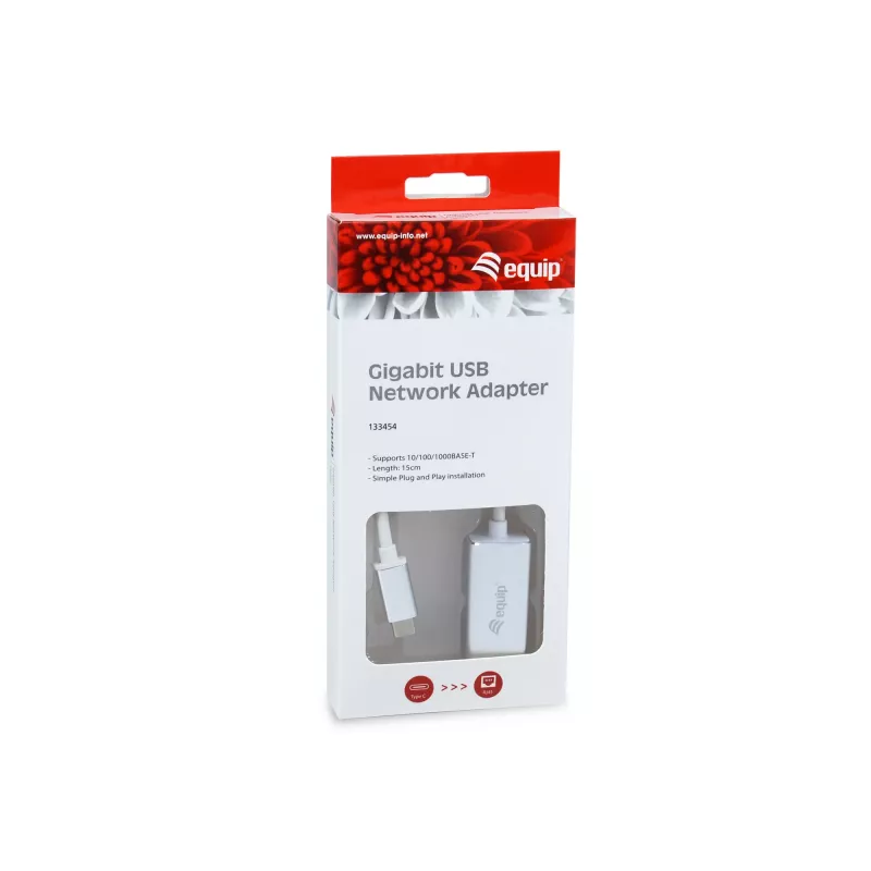 Equip USB Type-C naar RJ45 Gigabit netwerkadapter, bedraad, USB Type-C, Ethernet, 1000 Mbit/s, zilver