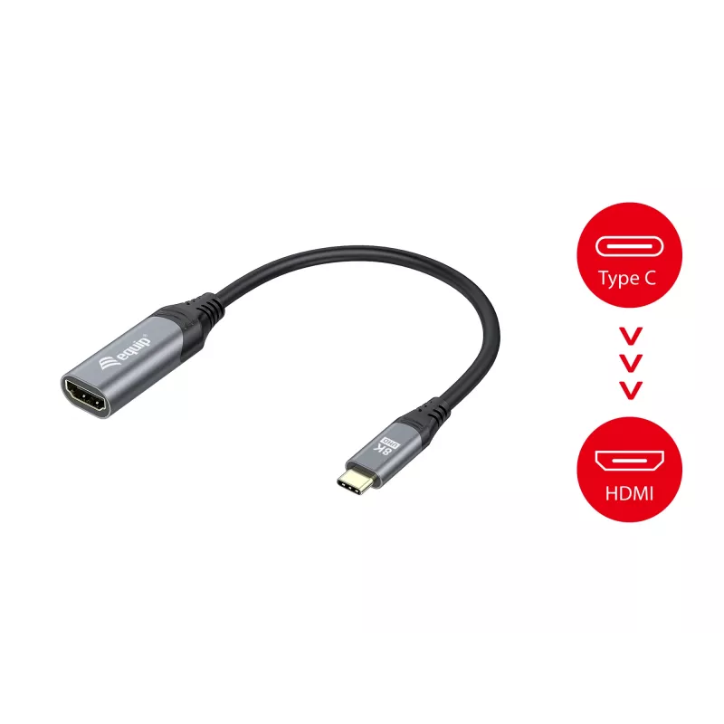 Equip USB-C naar HDMI 2.1 adapter 8K 30Hz 0.15m