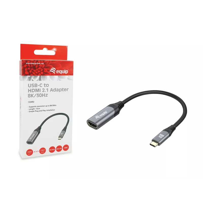 Equip USB-C naar HDMI 2.1 adapter 8K 30Hz 0.15m