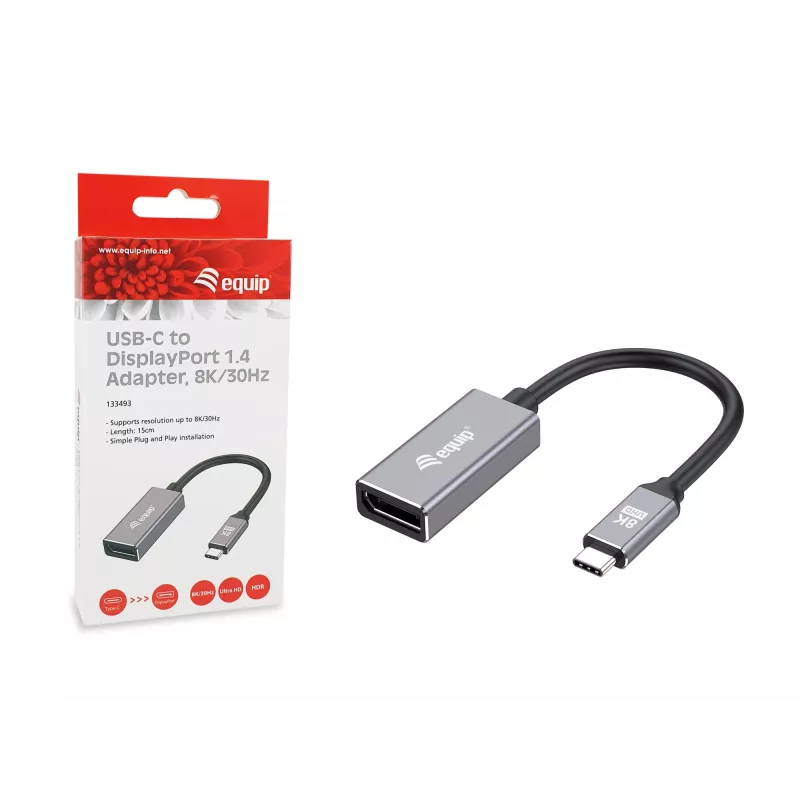 Equip USB-C naar DisplayPort 1.4 adapter 8K 30Hz 0.15m