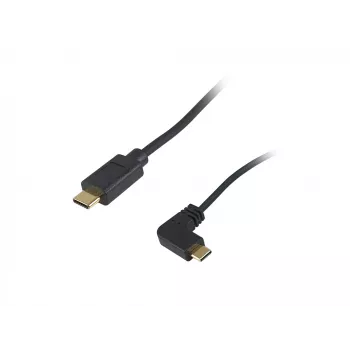 Equip USB 2.0 C naar C 90° haakse spiraalkabel M/M 1 m zwart