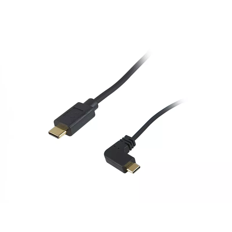Equip USB 2.0 C naar C 90° haakse spiraalkabel M/M 1 m zwart