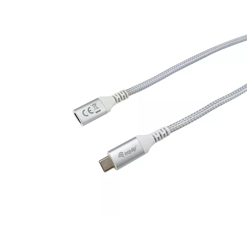 Equip USB 3.2 Gen 2 C naar C verlengkabel, 1,0m, M/F, 4K/60Hz, 10Gbps, wit