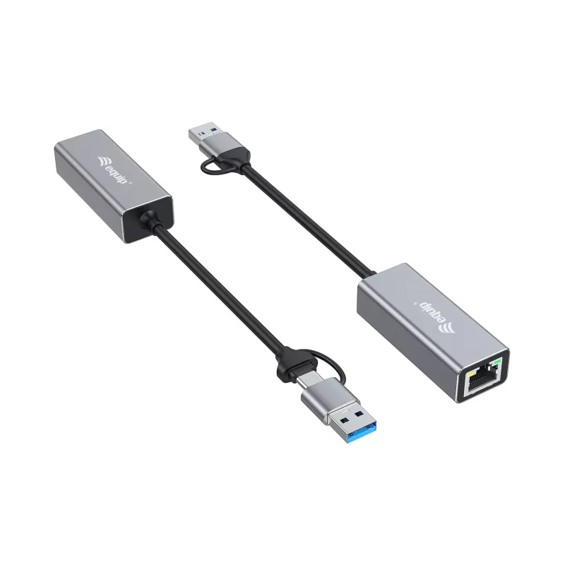 Equip USB-C naar 2,5 Gigabit Ethernet netwerk (USB-C+A) adapter