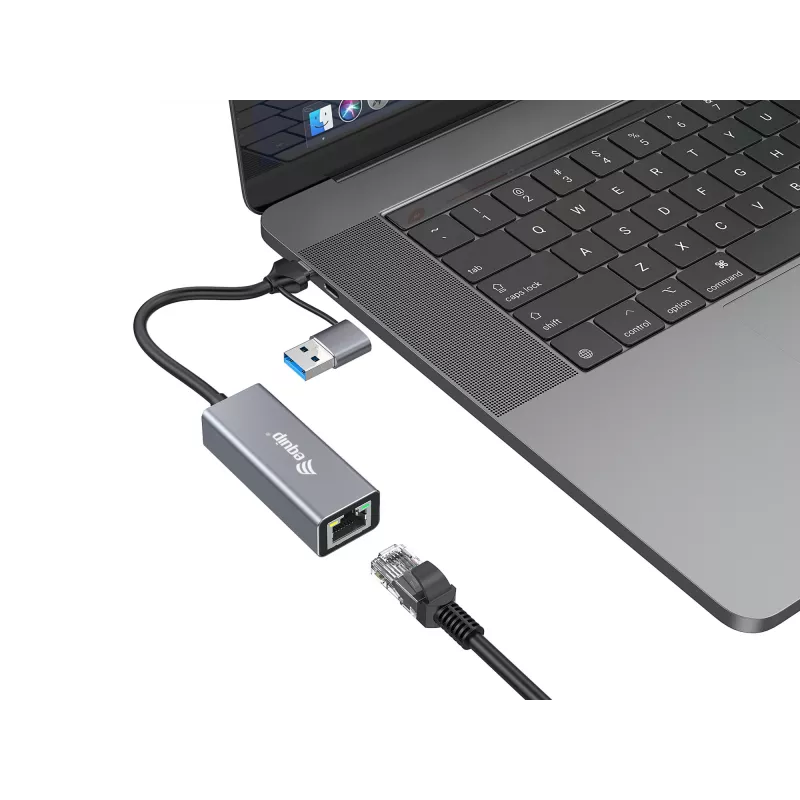 Equip USB-C naar 2,5 Gigabit Ethernet netwerk (USB-C+A) adapter