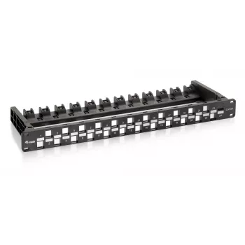 Equip 24-poorts Keystone Cat.6A ongeïsoleerd patchpanel, zwart