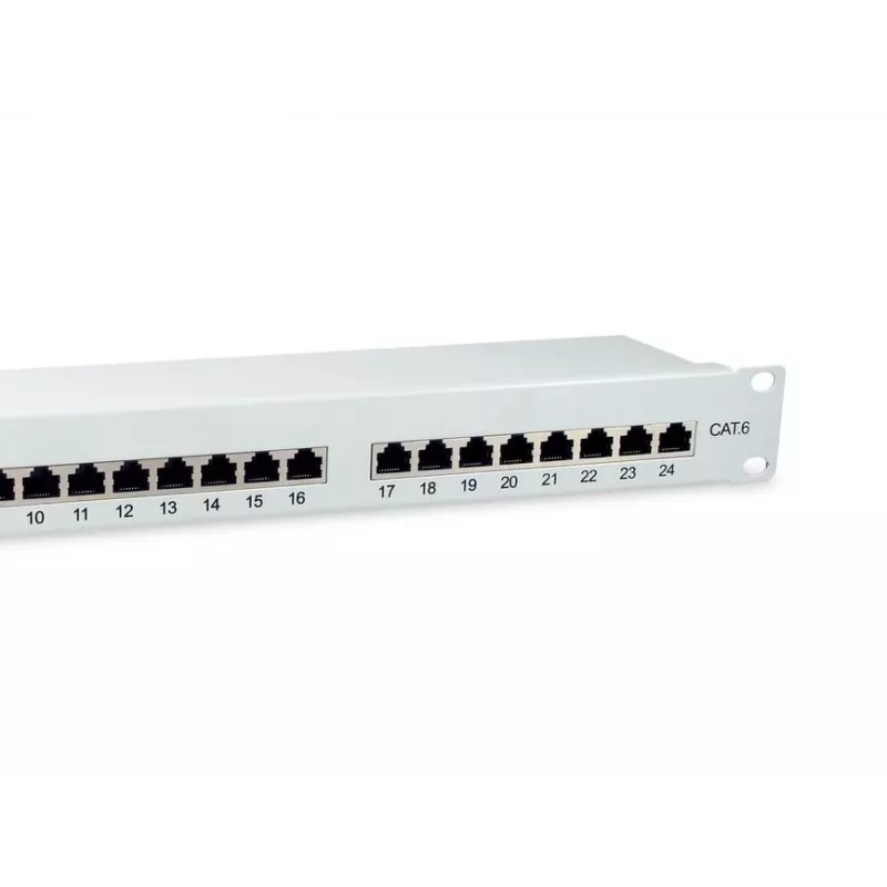 Equip 24-poorts Cat.6 afgeschermd patchpanel, lichtgrijs
