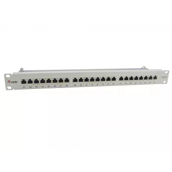 Equip 24-poorts Cat.6A afgeschermd patchpanel, lichtgrijs, 10/100/1000Base-T(X), Gigabit Ethernet, 1000 Mbit/s, RJ-45, Cat6a, rackmontage