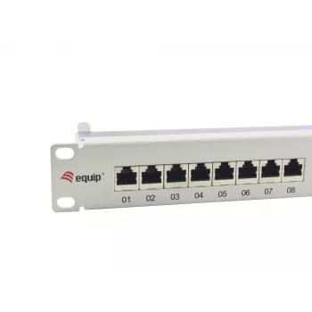 Equip 24-poorts Cat.6A afgeschermd patchpanel, lichtgrijs, 10/100/1000Base-T(X), Gigabit Ethernet, 1000 Mbit/s, RJ-45, Cat6a, rackmontage