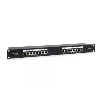 Equip 16-poorts Cat.6 afgeschermd patchpanel, zwart, 10/100/1000Base-T(X), Gigabit Ethernet, 1000 Mbit/s, RJ-45, Cat6, rackmontage