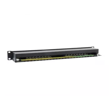 Equip 16-poorts Cat.6 afgeschermd patchpanel, zwart, 10/100/1000Base-T(X), Gigabit Ethernet, 1000 Mbit/s, RJ-45, Cat6, rackmontage