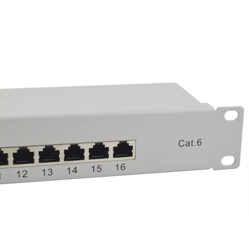 Equip 16-poorts Cat.6 afgeschermd patchpanel, lichtgrijs