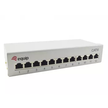 Equip 12-poorts Cat.6 desktop patchpanel, lichtgrijs, 10/100/1000Base-T(X), Gigabit Ethernet, 1000 Mbit/s, RJ-45, Cat6, 1U