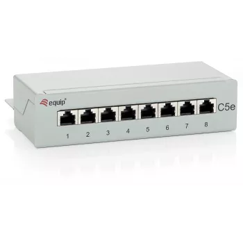 Equip 8-poorts Cat.5e desktop patchpanel, lichtgrijs, RJ-45, goud, Cat5e, grijs, ANSI/TIA/EIA 568, -40 - 80 °C