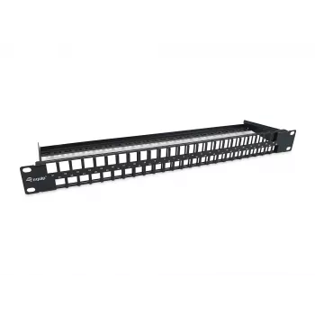 Equip 48-poorts Keystone Cat.6 onafgeschermd patchpanel, zwart, RJ-45, Cat6, 1U, zwart, staal, REACH, RoHS