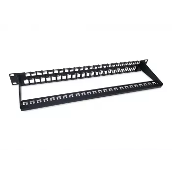 Equip 48-poorts Keystone Cat.6 onafgeschermd patchpanel, zwart, RJ-45, Cat6, 1U, zwart, staal, REACH, RoHS