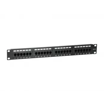 Equip 24-poorts Cat.5e onafgeschermd patchpanel, zwart, Cat5e, rackmontage, 1U, zwart, RoHS, CE