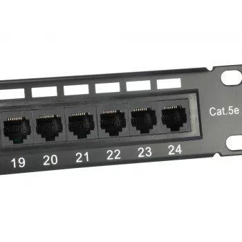 Equip 24-poorts Cat.5e onafgeschermd patchpanel, zwart, Cat5e, rackmontage, 1U, zwart, RoHS, CE