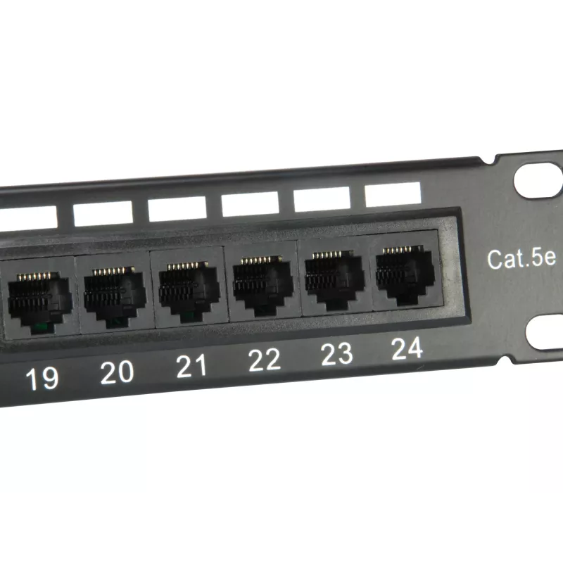 Equip 24-poorts Cat.5e onafgeschermd patchpanel, zwart, Cat5e, rackmontage, 1U, zwart, RoHS, CE