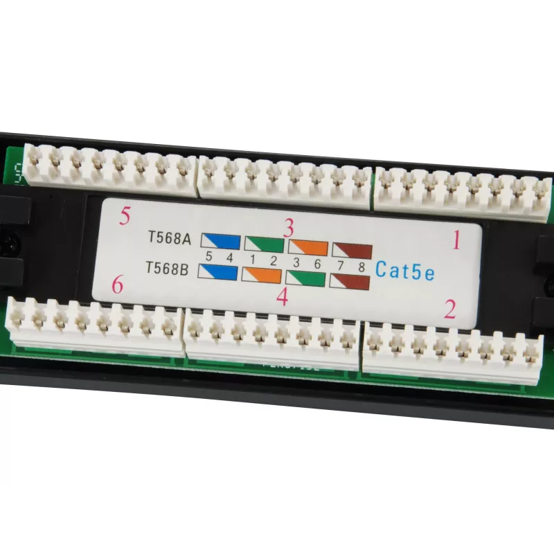 Equip 24-poorts Cat.5e onafgeschermd patchpanel, zwart, Cat5e, rackmontage, 1U, zwart, RoHS, CE