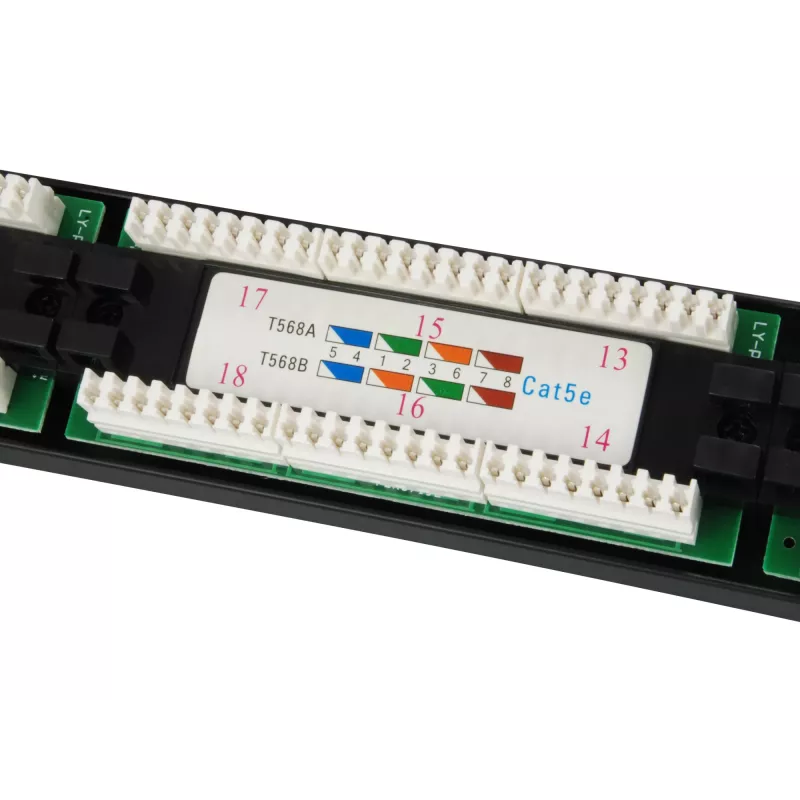 Equip 24-poorts Cat.5e onafgeschermd patchpanel, zwart, Cat5e, rackmontage, 1U, zwart, RoHS, CE