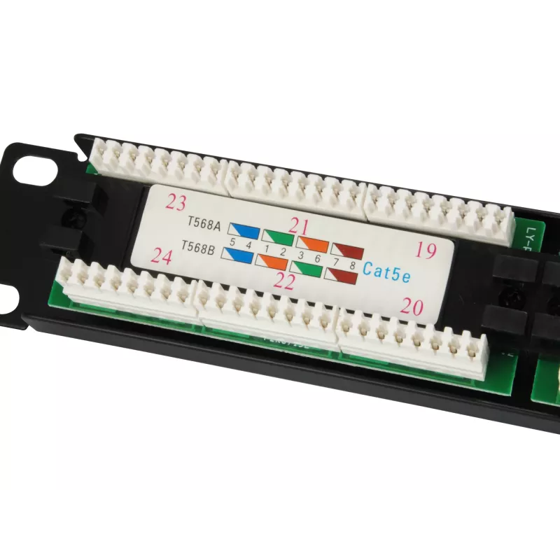Equip 24-poorts Cat.5e onafgeschermd patchpanel, zwart, Cat5e, rackmontage, 1U, zwart, RoHS, CE