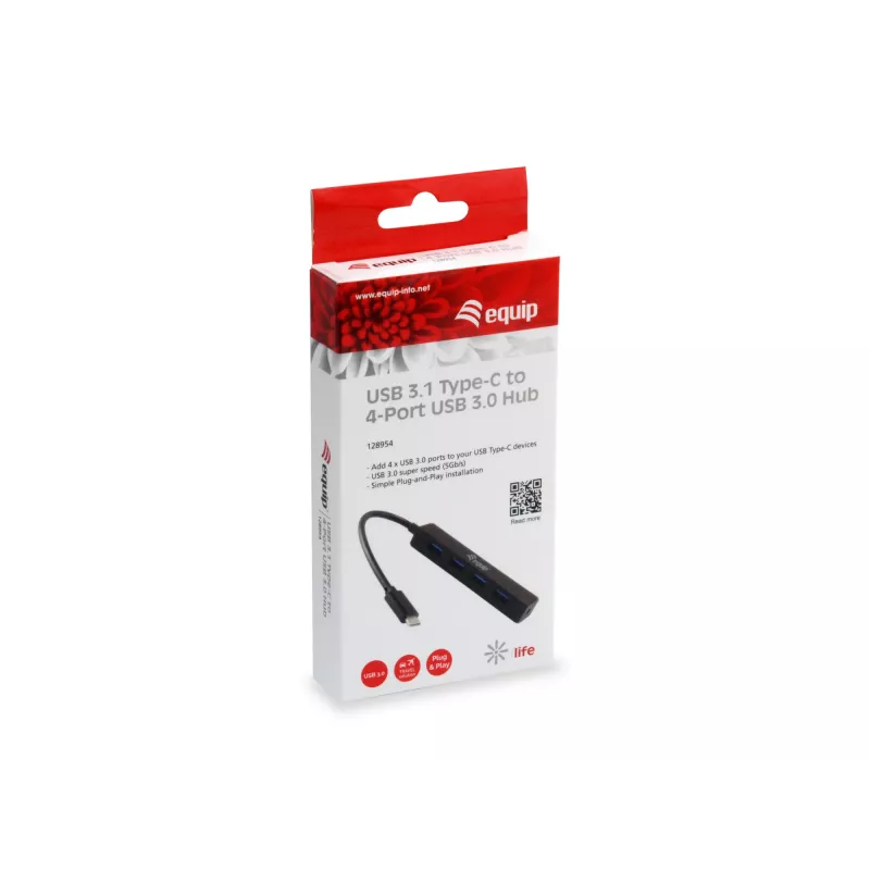 Equip 128954 interface-hub USB 3.2 Gen 1 (3.1 Gen 1) Type-C 5000 Mbit/s zwart