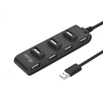 Equip 7-poorts USB 2.0 hub, USB 2.0, USB 2.0, 480 Mbit/s, zwart, China, CE, RoHS