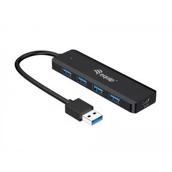 4-poorts USB 3.2 Gen 1 hub Equip met USB-C-adapter zwart 5000 Mbit/s