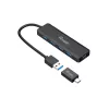 4-poorts USB 3.2 Gen 1 hub Equip met USB-C-adapter zwart 5000 Mbit/s