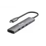Equip 128963 USB-C 4-poorts USB 3.2 Gen 1 (3.1 Gen 1)-hub, 4x USB-C, 5 Gbit/s, aluminium, zonder voedingsadapter, zwart/zilver