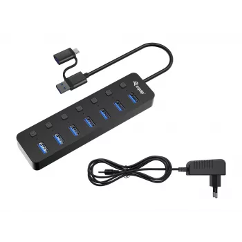 USB-hub Equip 7-poorts USB 3.2 Gen 1 hub met voeding