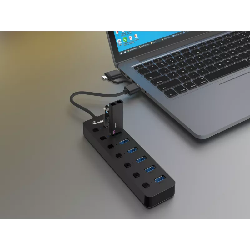 USB-hub Equip 7-poorts USB 3.2 Gen 1 hub met voeding