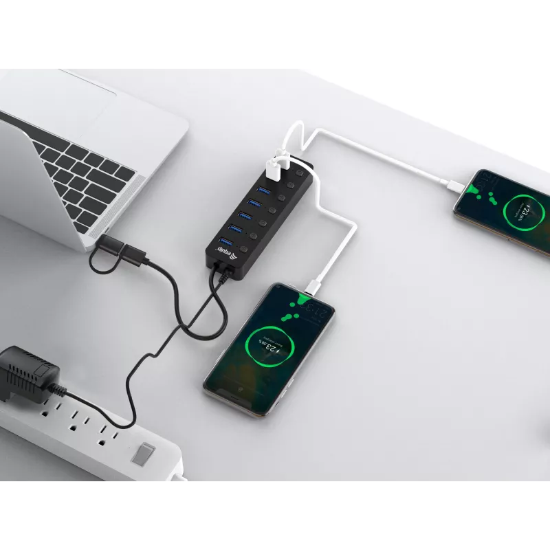 USB-hub Equip 7-poorts USB 3.2 Gen 1 hub met voeding