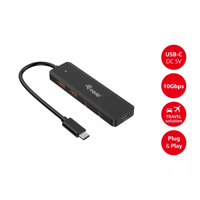 Equip USB-C 4-poorts USB 3.2 Gen 2 (10 Gbit/s) hub, USB-C x 2, USB-A x 2